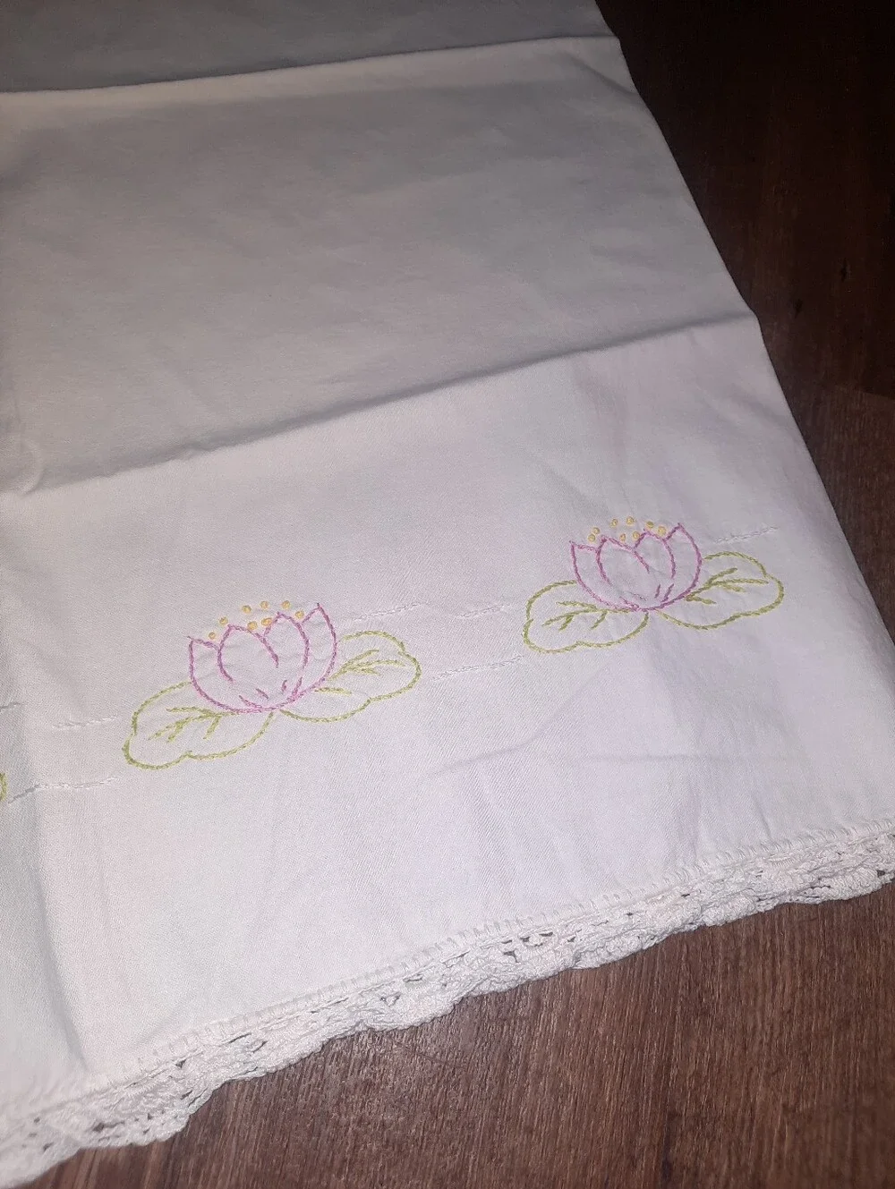 Vintage Embroidered Lotus Pillowcase
